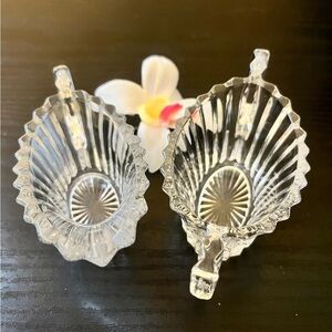 Art Deco Crystal Sugar & Creamer Vintage Heisey Ridgeleigh